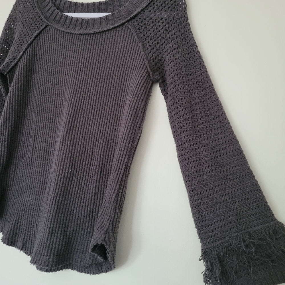 Altar'd State Basic Chic Dark Grey Thermal Crewne… - image 3